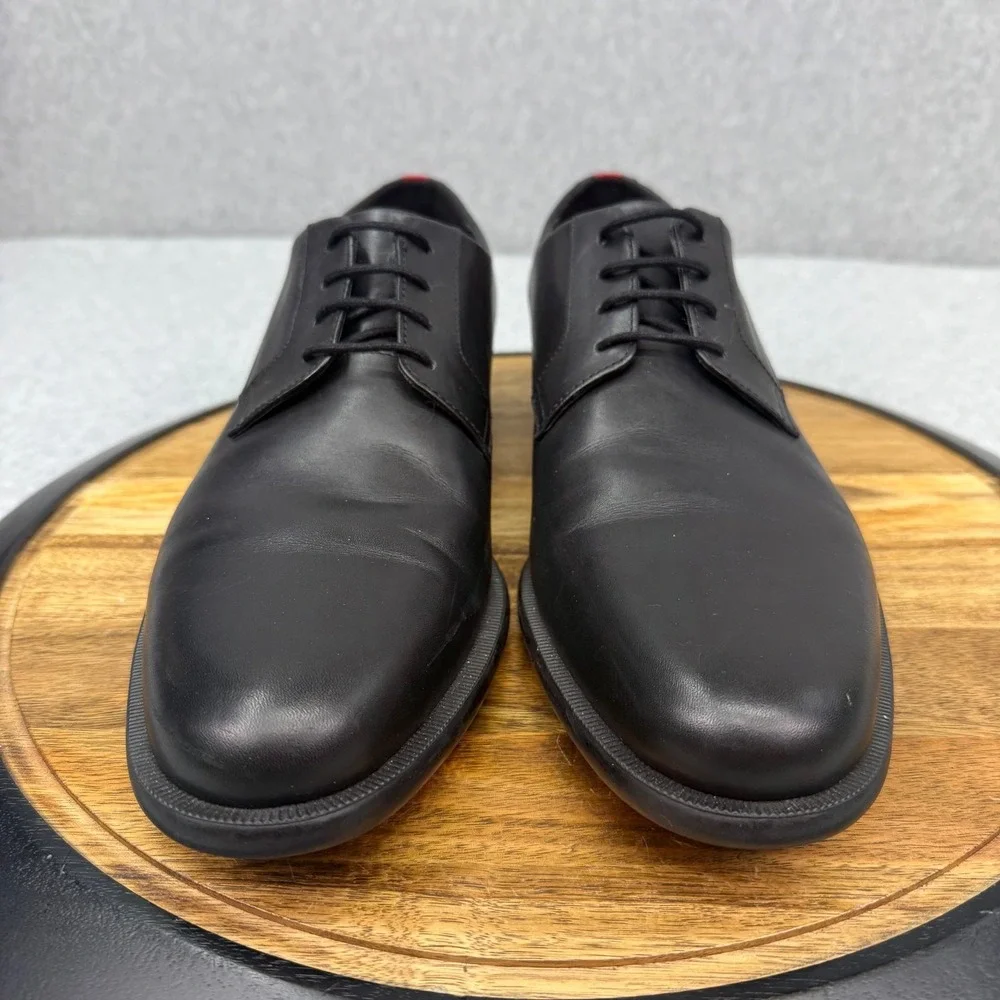 Hugo Boss Kyron Derby Shoes Men's 46 US 13 Black Leather Dress Oxford